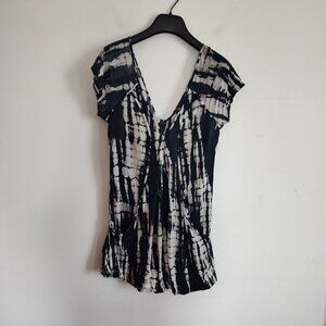 Ladies SZ M Armani Exchange Navy/White Tie-Dye T-Shirt